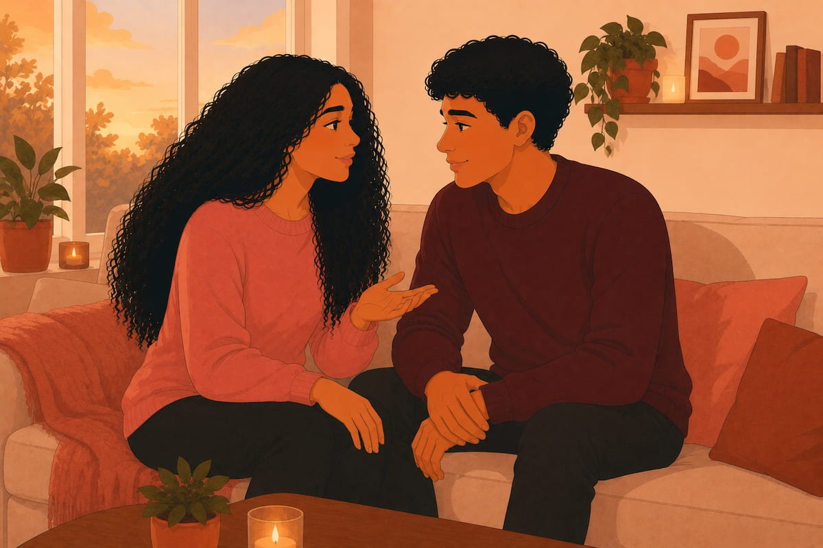 Couple working through trust issues in a relationship together